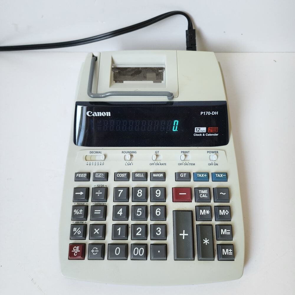 Canon P170-DH Calculator 12 Digit 10 Key Business Machine Printer Tested Works